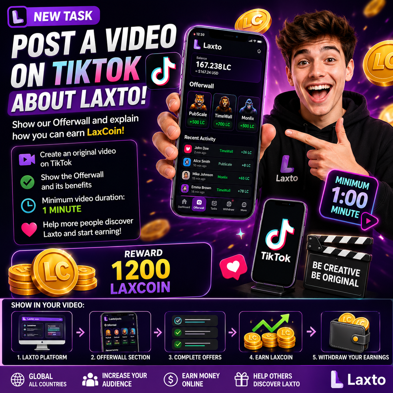 Publicar un video ORIGINAL en TikTok mostrando:
